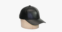 
              Black Pu Leather Adjustable Baseball Cap
            